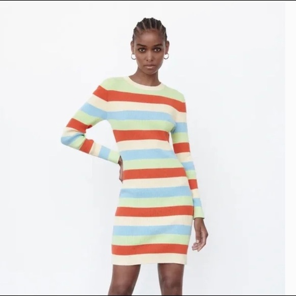Zara Striped Sweater Mini Dress - Picture 2 of 7